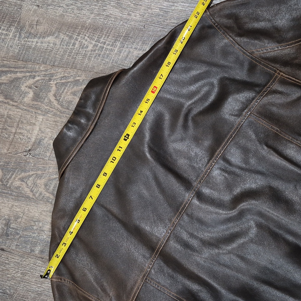 XXL Men's Dark Brown Leather Bomber Jacket - Picture 15 of 16